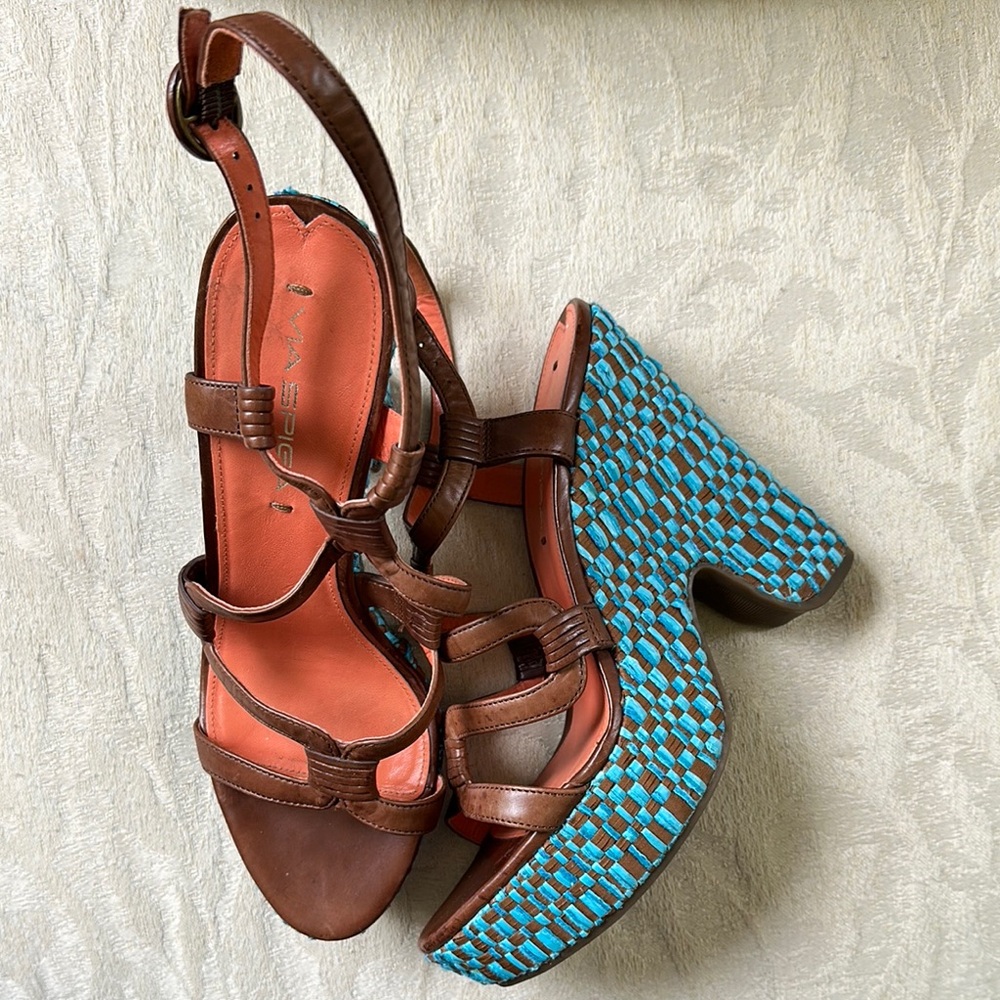 Via Spiga CAI‎ TOBACCO TURQUOISE PLATFORM SANDAL